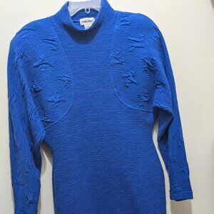 Vintage 80s Royal blue dress, Large